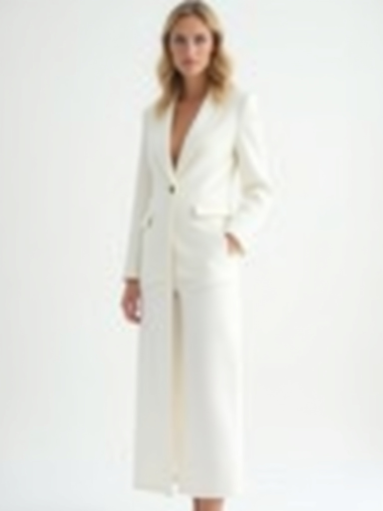 Blazer long blanc avec poches